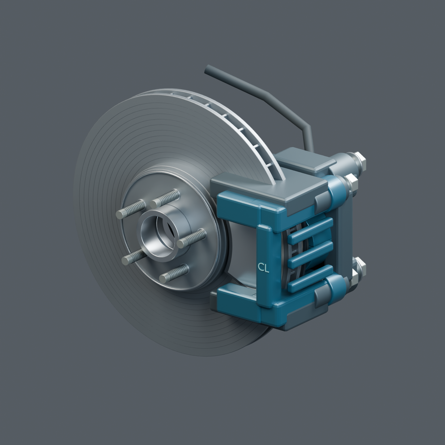 Inside a floating disc brake, assembled original educational model