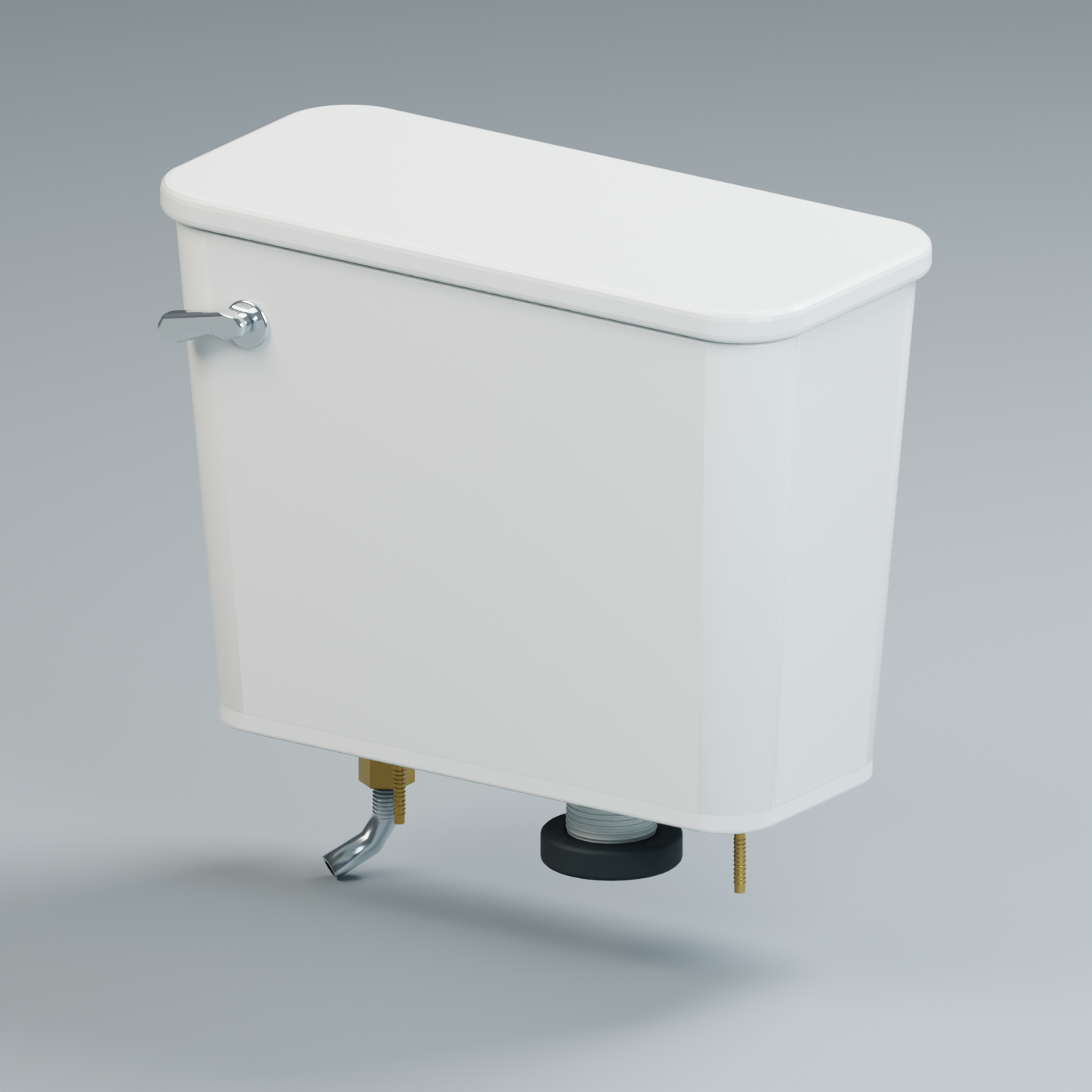 Inside a gravity toilet tank, assembled original educational model