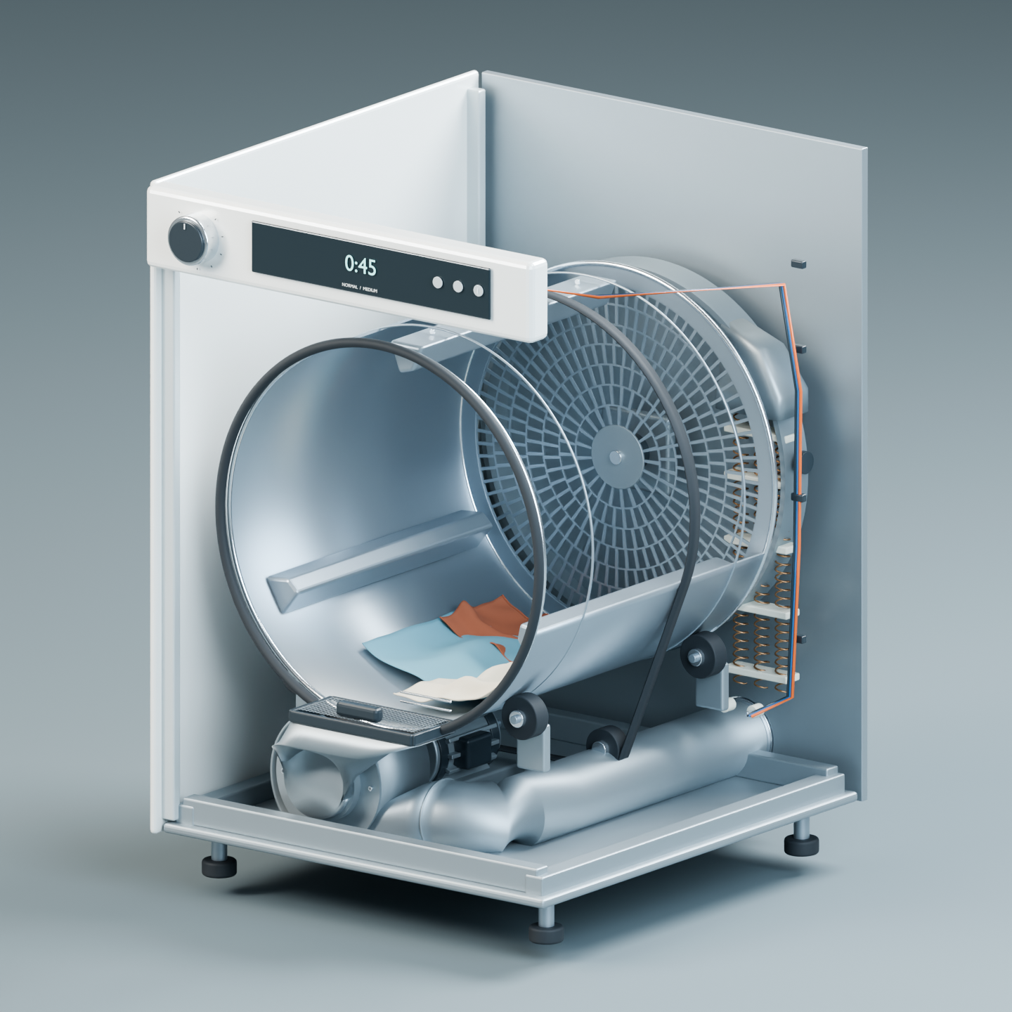 Detailed cutaway of a generic dryer showing its airflow route.